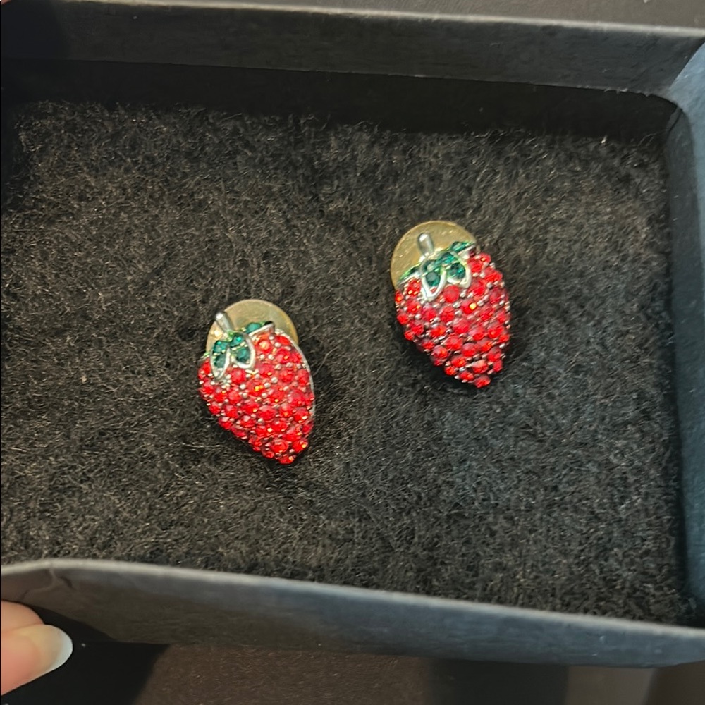 Betsey Johnson Strawberry Rhinestone Shaped Earrings